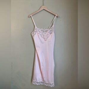 Vintage Ashley Taylor Satin Lace Full Dress Slip Pink Sz ? Check Measurements